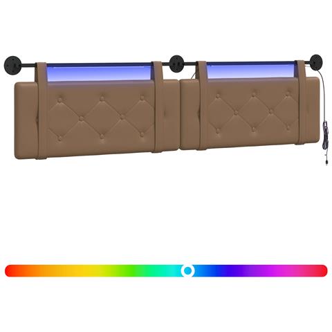 Testiera sospesa Con luce LED Cappuccino Similpelle - Foto 1