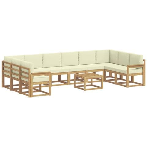 Set di divani da esterno con cuscino 11 pcs Bianco e Crema - Foto 1