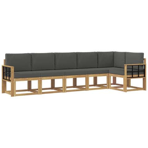 Set di divani da esterno 6 pcs Bianco e Antracite Poliestere - Foto 1