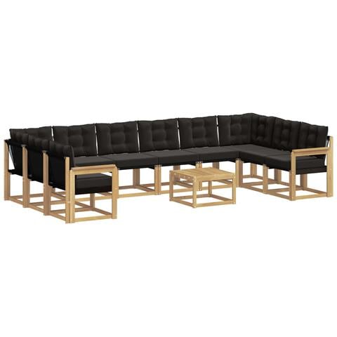 Set di divani da esterno con cuscino 11 pcs Bianco e Nero - Foto 1