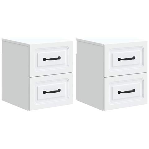 Mobiletto da notte a muro 2 pcs Bianco 34,5 x 33 x 40 cm - Foto 1