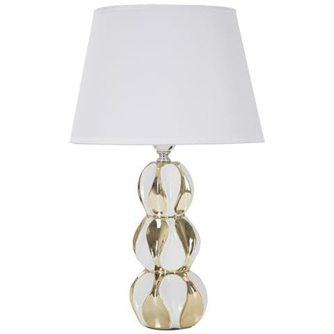 Lampada Da Tavolo Glam Balls In Ceramica Bianca E Oro Con Base A Sfere - Foto 1