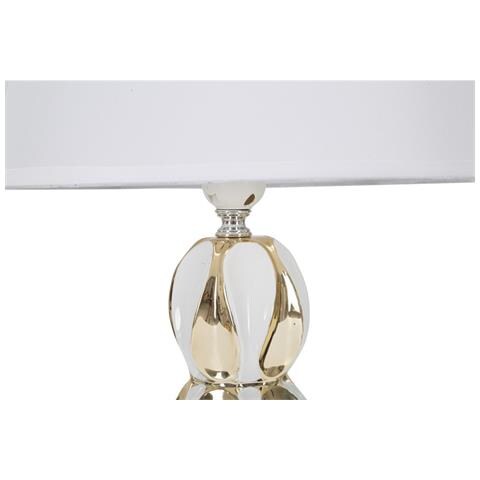 Lampada Da Tavolo Glam Balls In Ceramica Bianca E Oro Con Base A Sfere - Foto 2