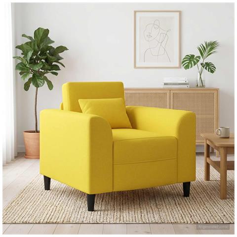 Poltrona Giallo Chiaro Tessuto - Foto 2