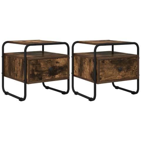 Armadio da Notte 2 pz Rovere Fumo 40 x 39,5 x 40 cm - Foto 1