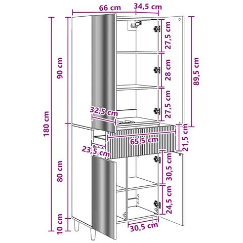Set di armadi 2 pcs 66 x 34,5 x 90 cm Legno ingegnerizzato - Foto 8