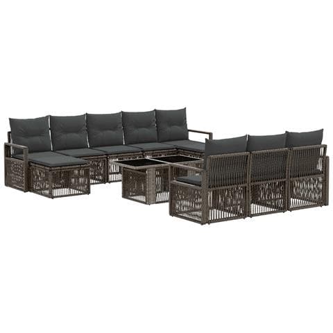 Set Divano da Giardino 11 pz Grigio e Grigio Scuro polyrattan - Foto 1
