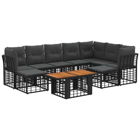 Set Divano da Giardino 10 pz Nero e Grigio scuro polyrattan - Foto 1