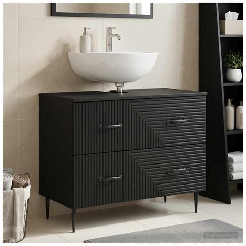 Armadio per Lavabo da Bagno HAARLEM Nero 82 x 41 x 58,5 cm - Foto 2