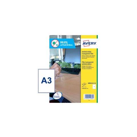 AM001A3 Adesivi Antibatterici in Poliestere Trasparente Formato A3 Cconfezione 10 Fogli - Foto 1