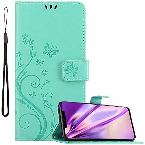 Custodia Compatibile Con Huawei Mate 20 Pro In Turchese Fiore - Coperchio Protettivo In Design Floreale Con Chiusura Magnetica, Funzione Stand E Slot Per Carte - Foto 1