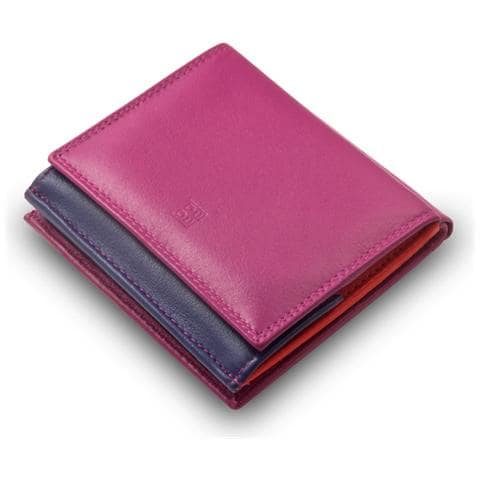 Portafoglio di pelle multicolore porta carte e monete Fucsia - Foto 7