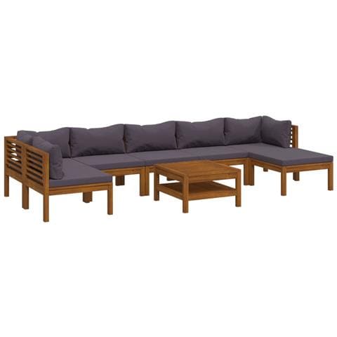 Set Divani Da Giardino 8 Pz Con Cuscini In Massello Di Acacia - Foto 1