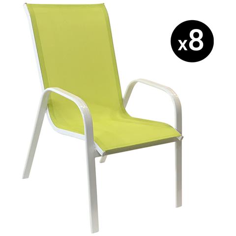 Set Di 8 Sedie Marbella In Textilene Verde - Alluminio Bianco - Foto 9