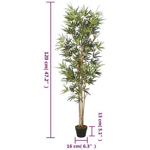 Albero Bambù Artificiale 552 Foglie 120 Cm Verde - Foto 7
