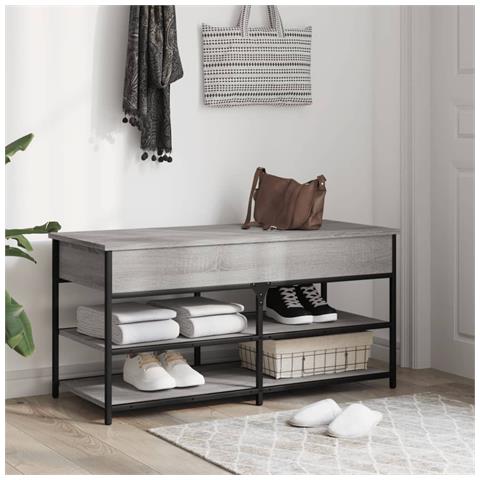Panca Porta Scarpe Grigio Sonoma 100x42,5x50 Legno Multistrato - Foto 3