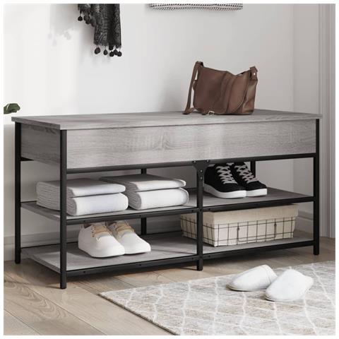 Panca Porta Scarpe Grigio Sonoma 100x42,5x50 Legno Multistrato - Foto 1