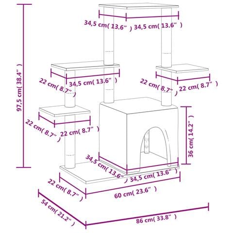 Albero Per Gatti Con Tiragraffi In Sisal Grigio Scuro 97,5 Cm - Foto 6