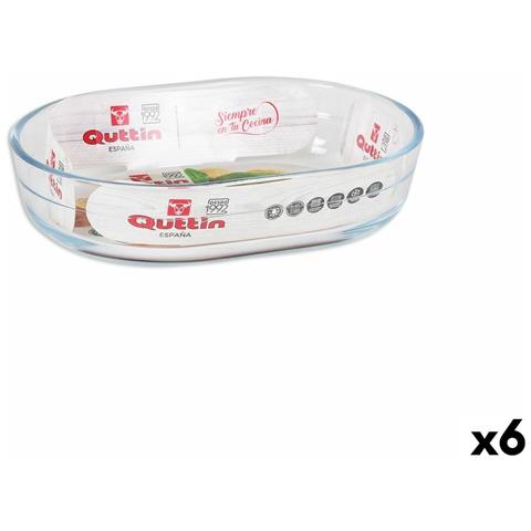 Pirofila Da Forno Quttin 600 Ml Vetro Ovale 17,6 X 12,7 X 4 Cm (6 Unità) - Foto 1