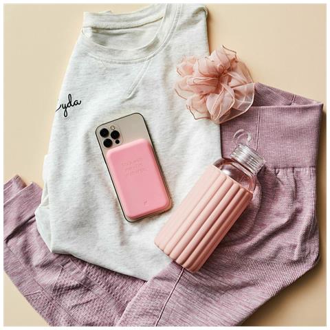 Power Bank Con Caricabatterie Senza Fili Rosa 5000 Mah - Foto 2