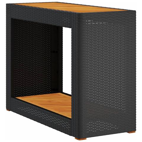 Tavolino Da Giardino Piano Legno Nero 100x40x75 Cm Polyrattan - Foto 2