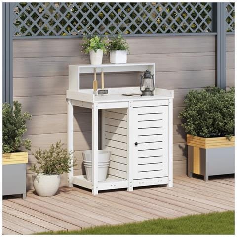 Tavolo Invaso Con Ripiani Bianco 82,5x50x109,5 Cm Massello Pino - Foto 3