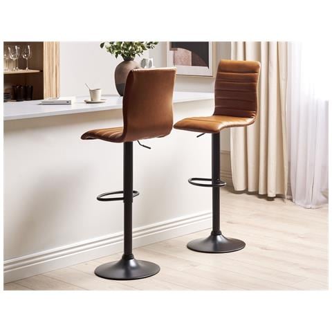 Set Di 2 Sedie Alte Lucerne Pelle Sintetica Marrone Dorato - Foto 1