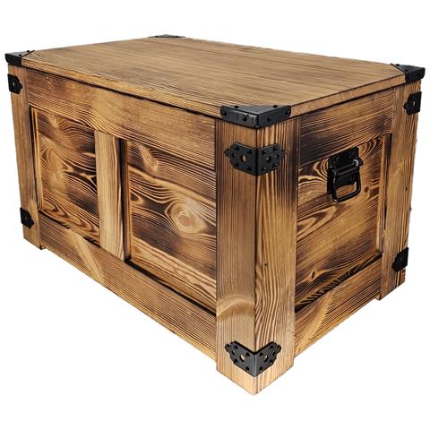 Tavolino Da Caffè, In Legno, A Forma Di Scrigno, Stile Rustico, 77 X 49 X 45 Cm, Realizzato A Mano, Con Olio Di Legno Eco Quercia - Foto 2