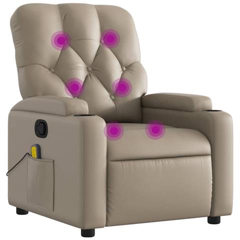 Poltrona Massaggiante Reclinabile Cappuccino In Similpelle - Foto 2