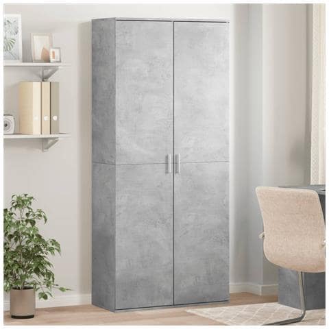 Credenza Grigio Cemento 80x35x180 cm in Legno Multistrato - Foto 1