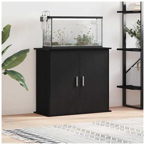 Supporto per Acquario 81x36x73 cm Legno Multistrato Rovere Nero - Foto 1
