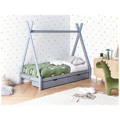 Letto Con Cassetti Contenitori Legno Di Pino Devay 90 X 200 Cm Con Contenitore Grigio - Foto 1