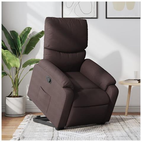 Poltrona Alzapersona Reclinabile Marrone Scuro In Tessuto - Foto 1