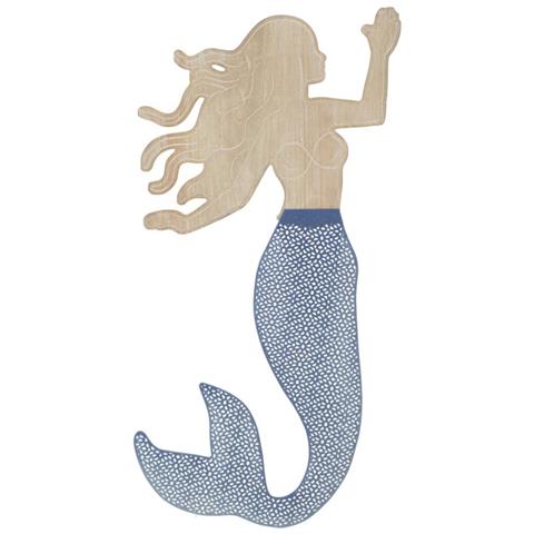 Decorazione In Metallo E Legno Sirenetta - Multicolore - Metallo - 30,5x2x60 Cm - Foto 1