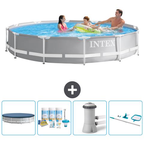 Piscina Fuori Terra - In Giro - 366x366x76 Cm - Grigio - Include Accessori Coordinati Cb7 - Foto 1