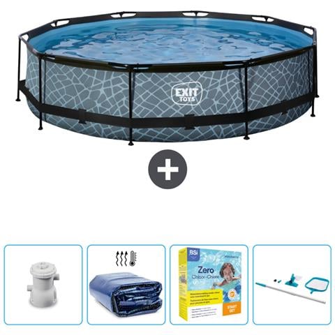 Piscina Fuori Terra - In Giro - 360x360x76 Cm - Grigio - Include Accessori Coordinati Cb28 - Foto 1