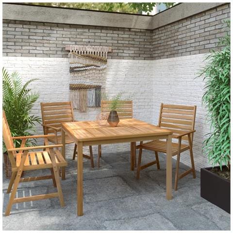 Tavolo Da Pranzo Per Giardino 110x110x77 Cm In Massello Di Teak - Foto 6