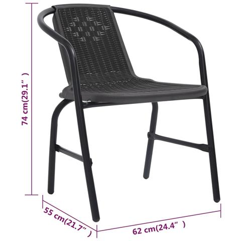 Sedie Da Giardino 4 Pz In Rattan In Plastica E Acciaio 110 Kg - Foto 8