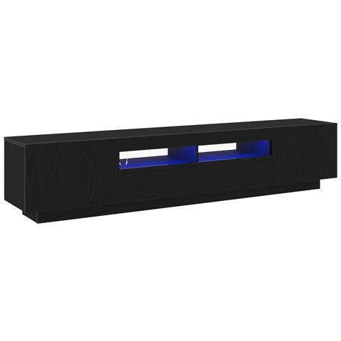 Mobile TV  con luci LED, nero Rovere, 200x35x40 cm, in legno ingegnerizzato - Foto 9