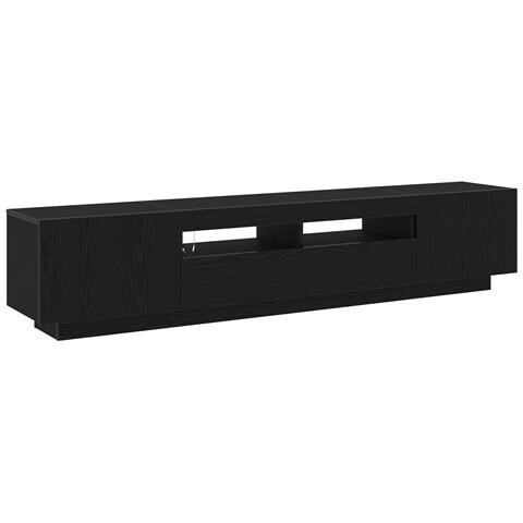 Mobile TV  con luci LED, nero Rovere, 200x35x40 cm, in legno ingegnerizzato - Foto 1