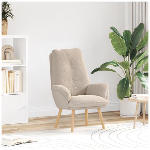 Poltrona Rilassante Grigio Chiaro in Tessuto Simile alla Lana - Foto 2