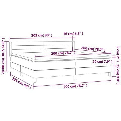 Giroletto a Molle con Materasso Grigio Chiaro 200x200cm Velluto - Foto 7