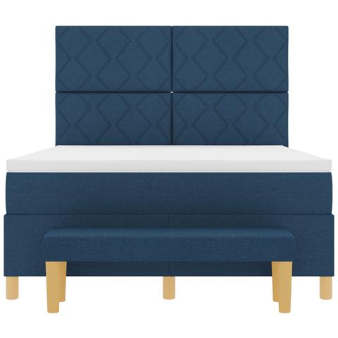 Letto Box Spring con Materasso e Panca Blu 140x200 cm Tessuto - Foto 9