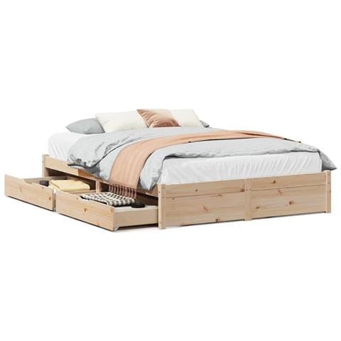 Letto senza Materasso 120x200 cm in Legno Massello di Pino - Foto 1