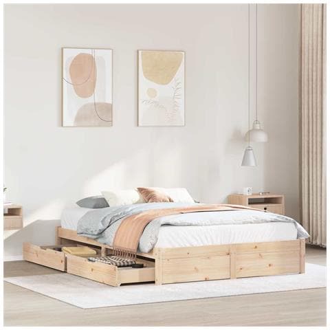 Letto senza Materasso 120x200 cm in Legno Massello di Pino - Foto 2