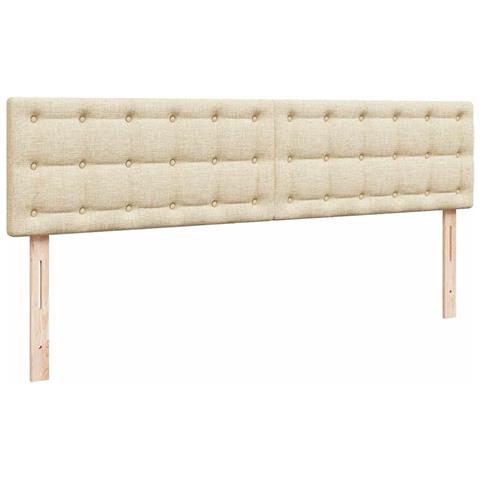 Struttura Letto Pouf con Materasso Crema 160x200 cm in Tessuto - Foto 9
