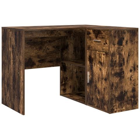 Scrivania ad Angolo Rovere Affumicato 102x88x75 cm Legno ingegnerizzato - Foto 1