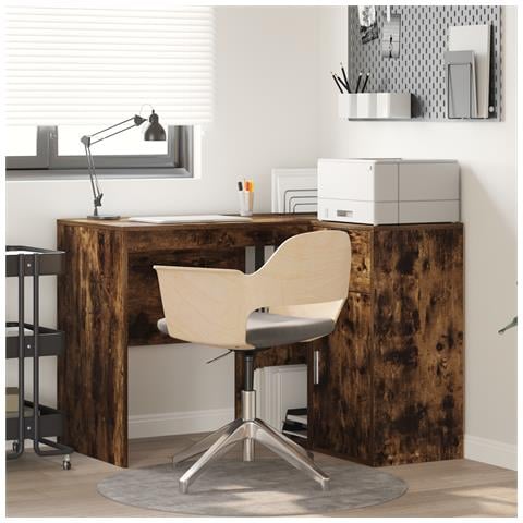 Scrivania ad Angolo Rovere Affumicato 102x88x75 cm Legno ingegnerizzato - Foto 2
