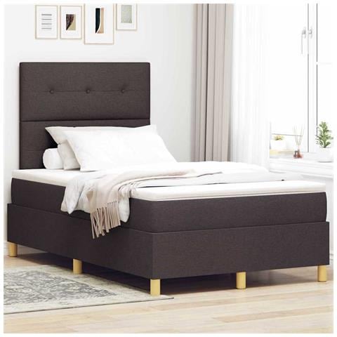 Letto a molle con materasso Marrone scuro 120 x 200 cm Tessuto - Foto 2