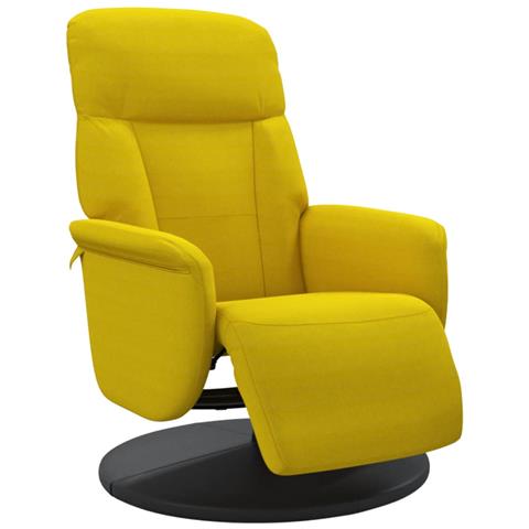 Poltrona Reclinabile con Poggiapiedi Gialla in Velluto - Foto 1